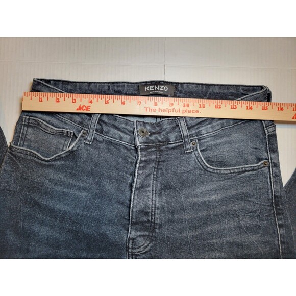 Kenzo Distressed Black Gray Jeans Button Fly Ripped Skinny Fit Womens Size W34 - Picture 10 of 12